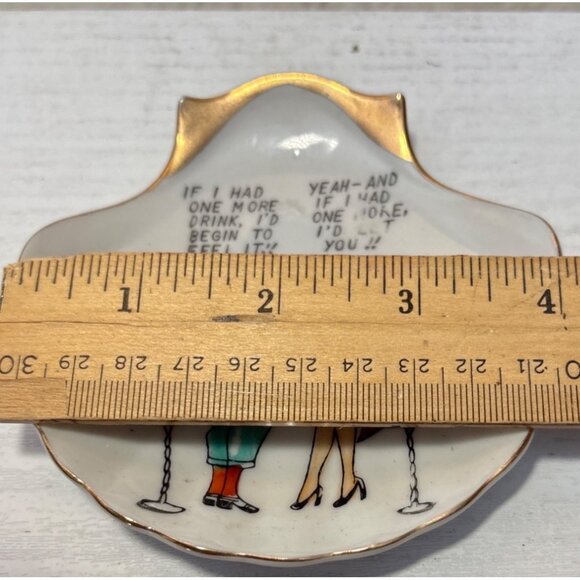 Ceramic Trinket Dish Shell Ashtray Vintage Risque Adult Humour I'd Let You 4” - Picture 3 of 5